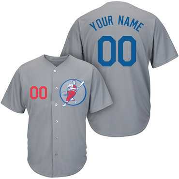 Dodgers Gray Customized Cool Base New Design Jersey